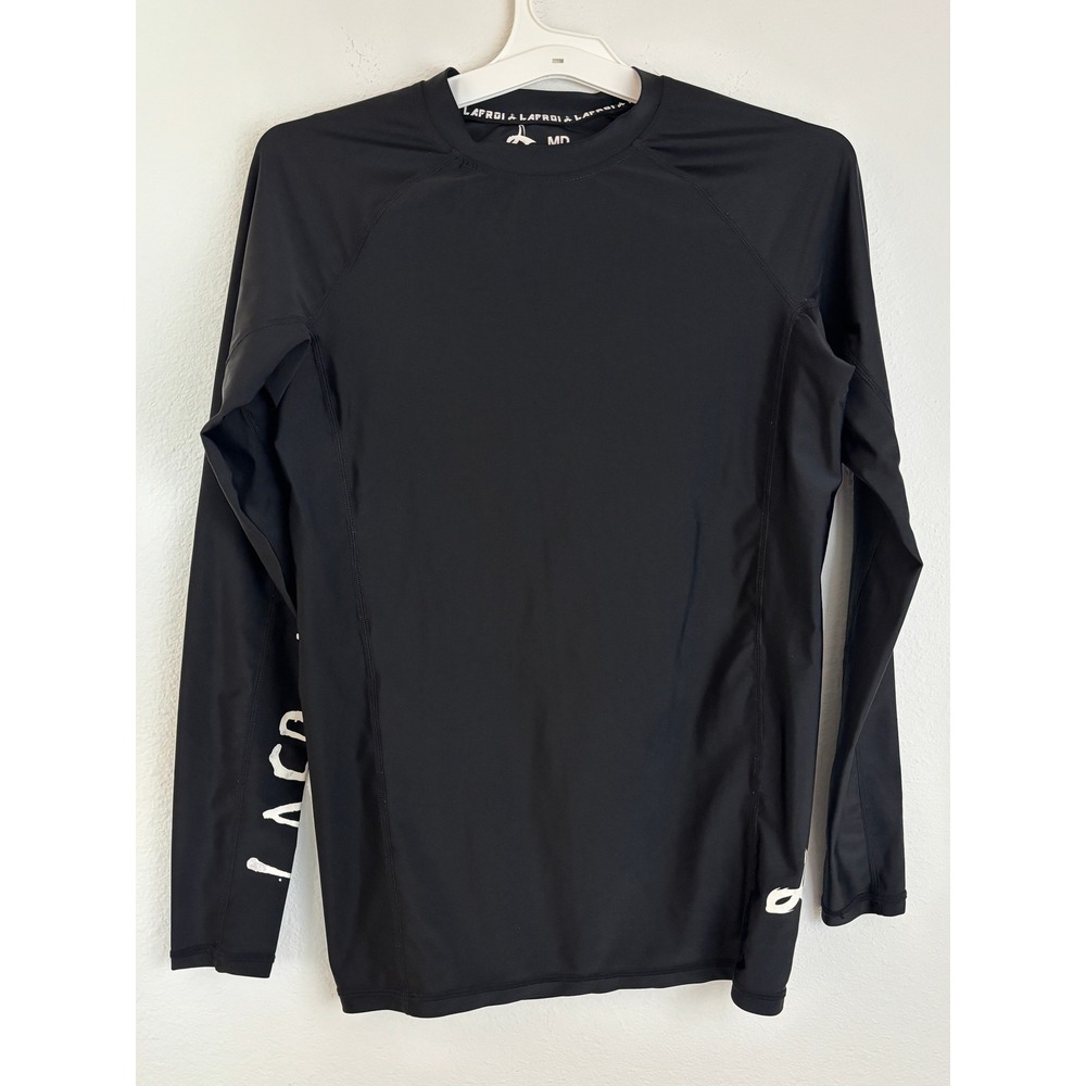 Lafroi Burst Mens Rash Guard Long Sleeve Compression Shirt Black MMA BJJ MD